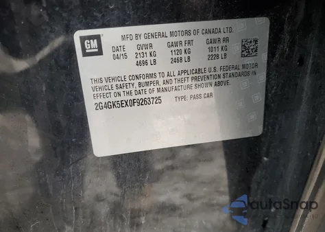 2015 Buick Regal z USA, uszkodzony, nr VIN 2G4GK5EX0F9263725